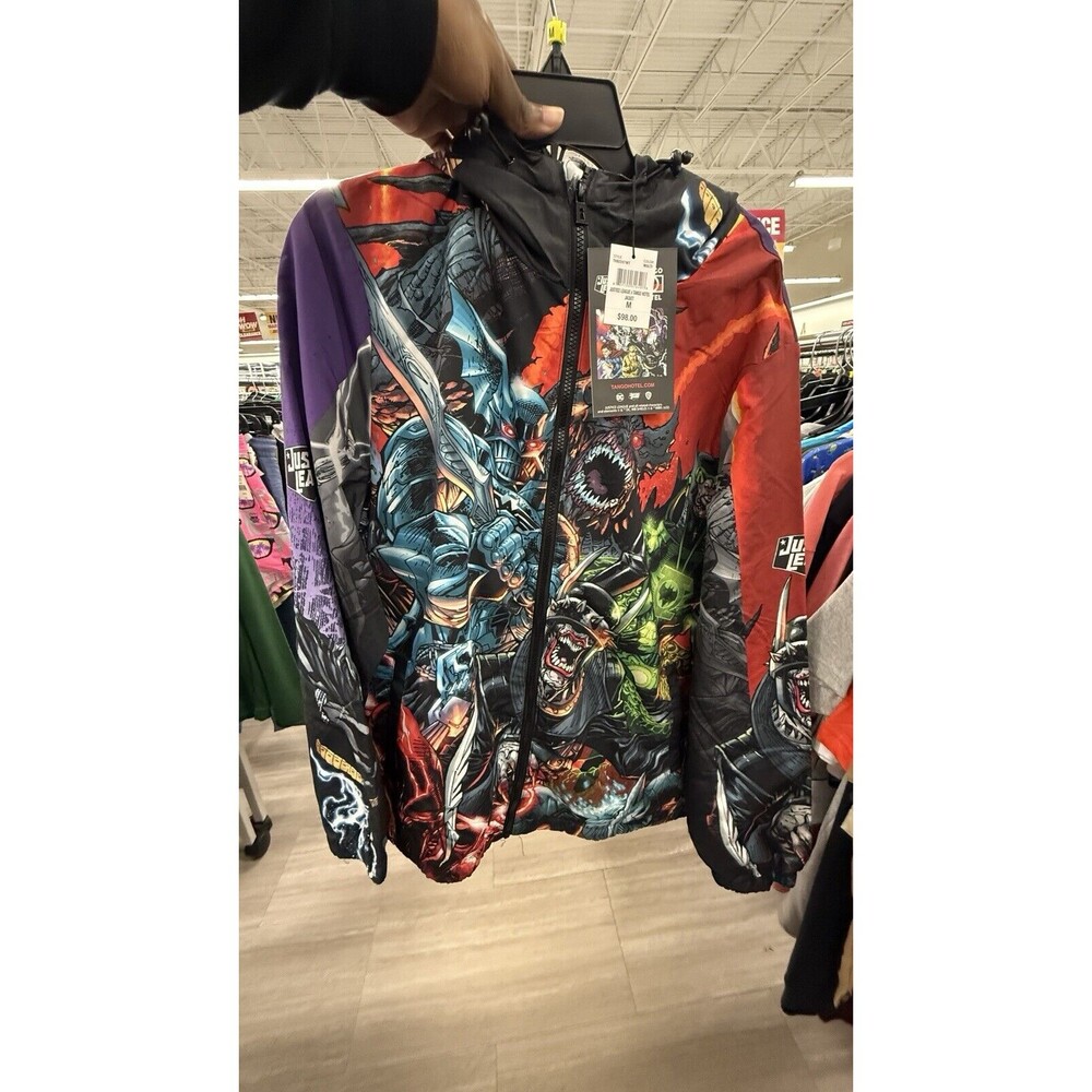 Justice League Jacket windbreaker Allover Print Large Batman DC TANGO HOTEL